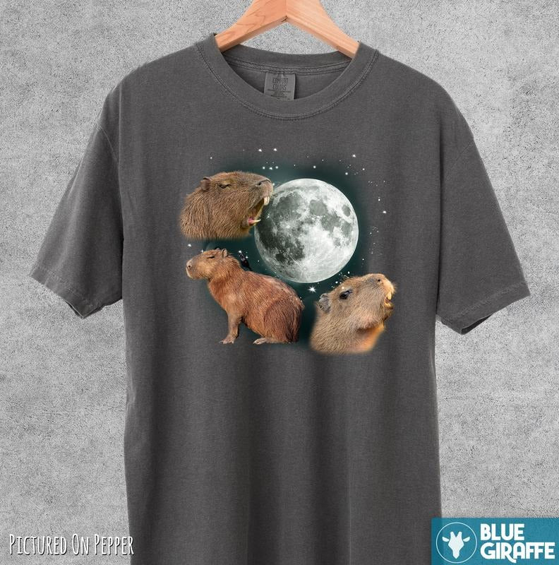 Capybara Moon Vintage Shirt, Retro Meme Moon Tshirt, Capybara Lovers T Shirt, Comfort Colors Shirt Hoodie, Sweatshirt