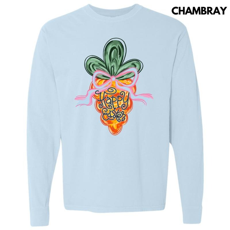Carrot Happy Easter Long Sleeve Comfort Colors T-Shirt 'NLB' Hoodie, Sweatshirt | HypeDripTees.com