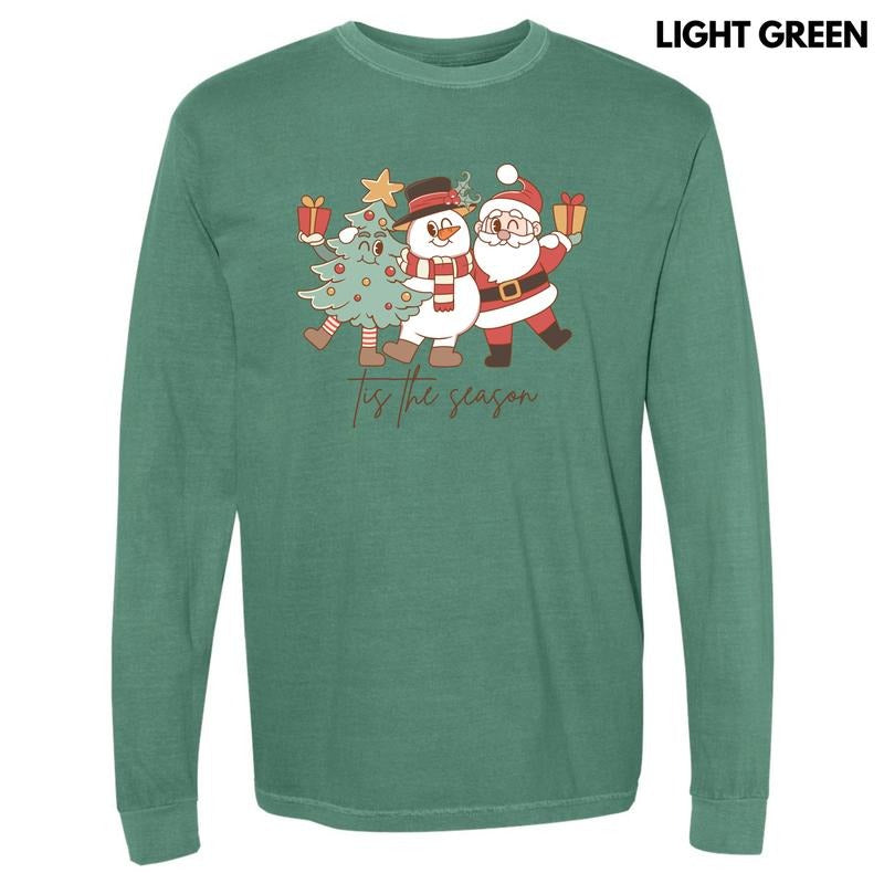 Cartoon Christmas Tis The Season Long Sleeve Comfort Colors T-Shirt 'NLB' Hoodie, Sweatshirt | HypeDripTees.com