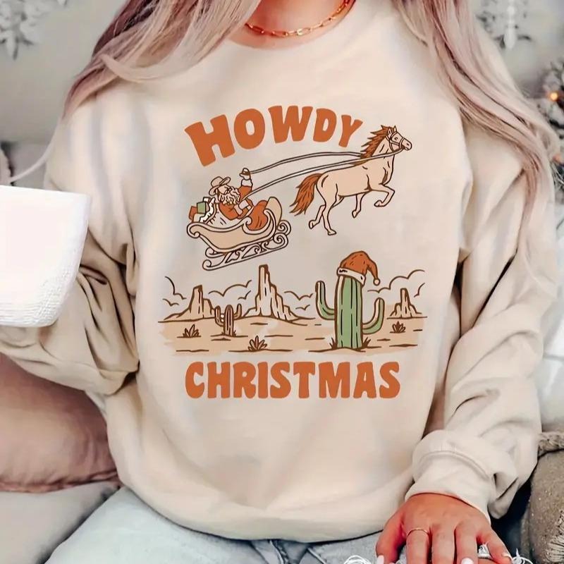 Casual Crew Neck Long Sleeve Knit Western Howdy T-Shirts, Hoodie, Sweatshirt