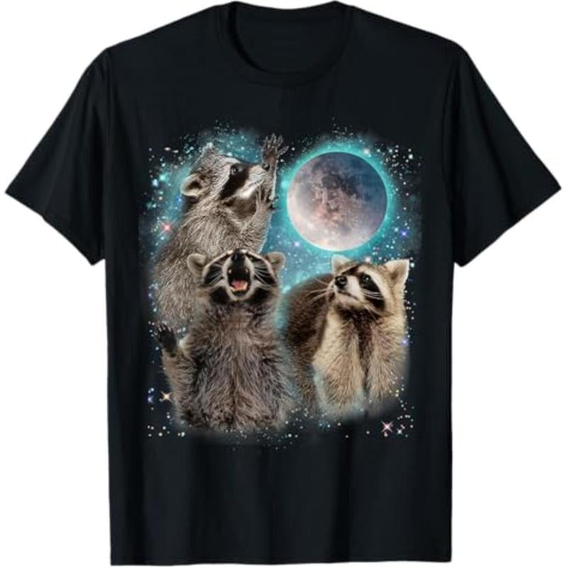 Casual T-shirt 3 Racoon Moon Howling Raccoon Head Funny For Men, Women, Kid T-Shirt Graphic Graphic Tees Hoodie, Sweatshirt