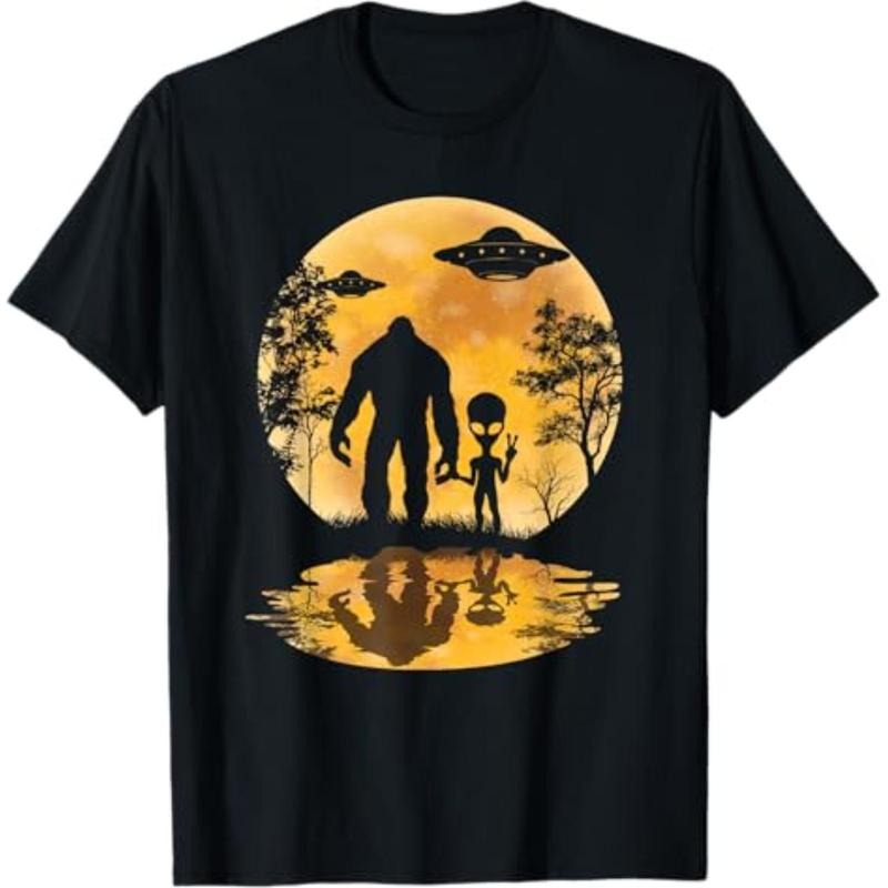 Casual T-shirt Alien Bigfoot Moon Sasquatch UFO Extraterrestrial Men women T-Shirt Graphic Graphic Tees style 02 Hoodie,...