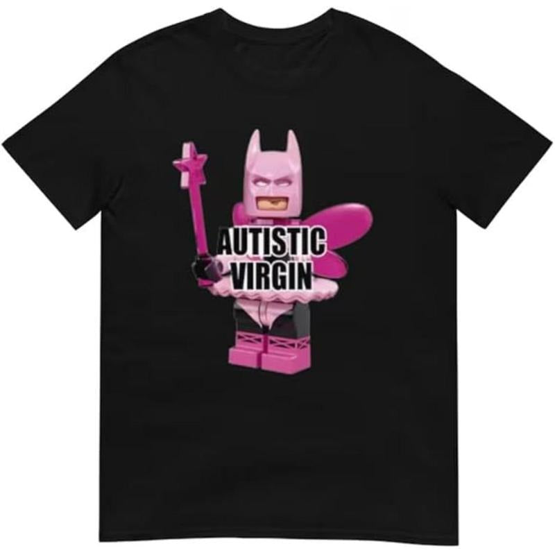 Casual T-shirt Autistic Virgin Shirt | Funny Satire Tee | Bold Humor Statement Black Graphic Top Hoodie, Sweatshirt