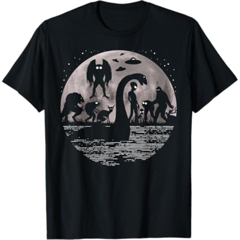 Casual T-shirt Bigfoot Loch Ness Monster Mothman And Aliens! Funny Cryptid T-Shirt Graphic Graphic Tees style 02 Hoodie,...