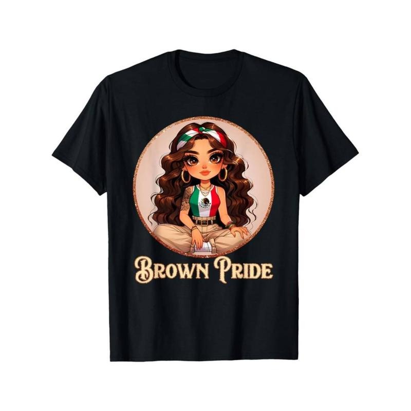 Casual T-shirt Brown Pride Chicana Chola Chibi Girl Hispanic Heritage Month T-Shirt Graphic Graphic Tees Hoodie, Sweatshirt