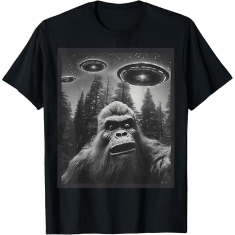Casual T-shirt CAT Funny Graphic Tee For Men Women Bigfoot Sasquatch Alien UFO T-Shirt Menswear Top Hoodie, Sweatshirt