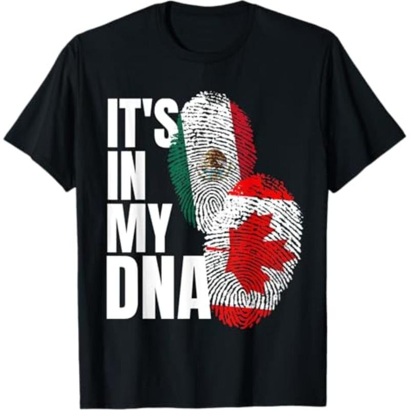 Casual T-shirt Canadian And Mexican DNA Flag Heritage T-Shirt Graphic Graphic Tees Hoodie, Sweatshirt | HypeDripTees.com