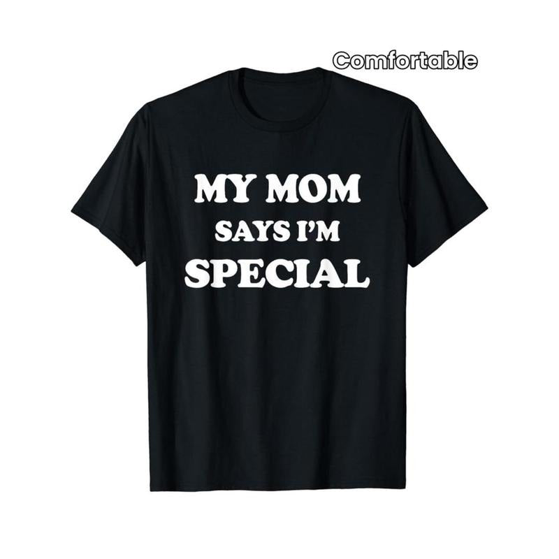 Casual T-shirt Crew Neck My Mom Says I'm Special Print Men's Fashionable Summer Short Sleeve Sports T-shirt, Comfortable...