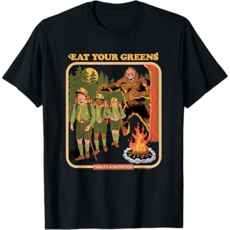 Casual T-shirt Eat Your Greens Bigfoot Retro Dark Humor T-Shirt Graphic Graphic Tees style 02 Hoodie, Sweatshirt