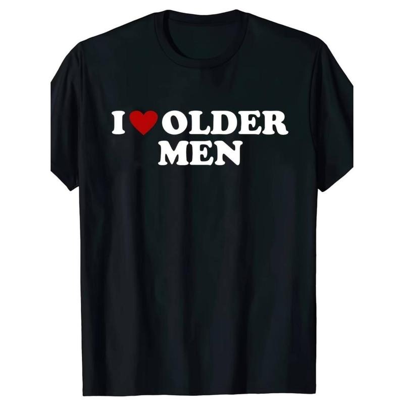 Casual T-shirt Funny I love old man T-shirt Red heart summer pattern cotton street short sleeve Valentine's Day Christmas...