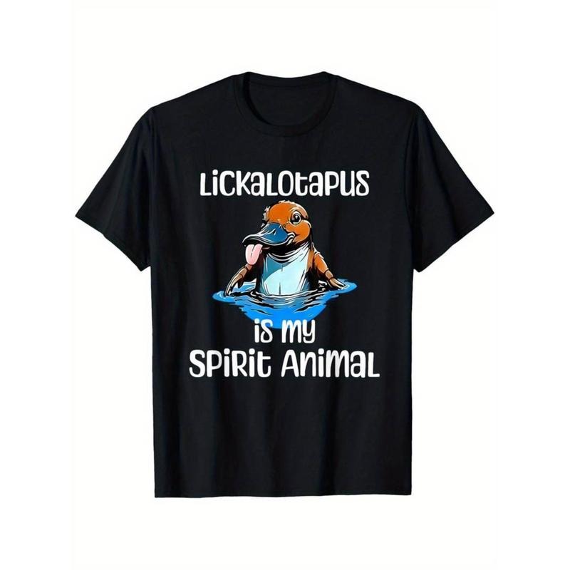 Casual T-shirt Funny Lickalotopus is My Spirit Animal Funny Platypus Humor T-Shirt Comfy Menswear Graphic Graphic Tees...