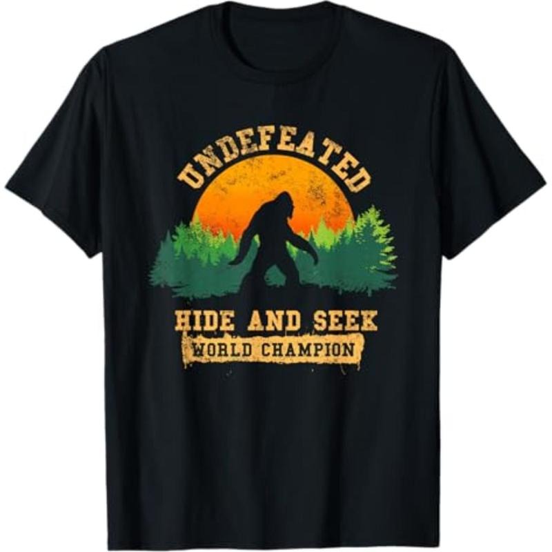Casual T-shirt Hide And Seek World Champion T-shirt Bigfoot Is Real T-shirt T-Shirt Graphic Graphic Tees style 02 Hoodie,...