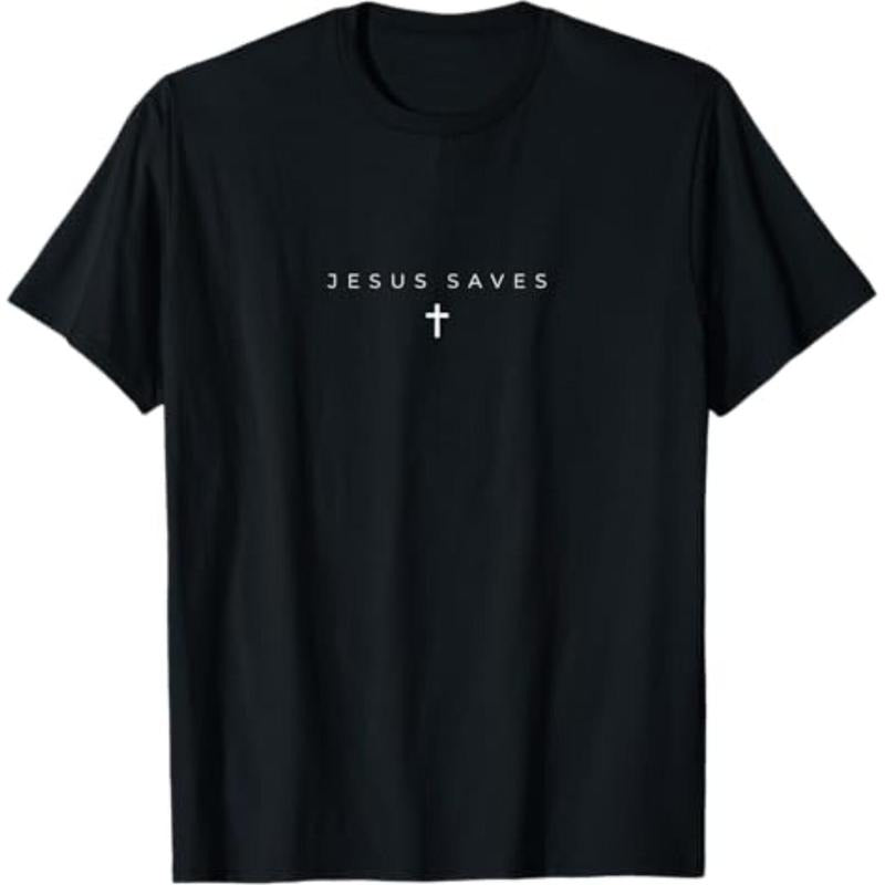 Casual T-shirt Jesus Saves Cross Subtle Christian Minimal Religious Faith T-Shirt Graphic Graphic Tees Hoodie, Sweatshirt
