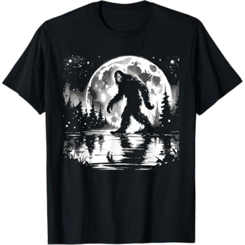 Casual T-shirt Moon Bigfoot Sasquatch Men Women Kids Cool Bigfoot T-Shirt Graphic Graphic Tees Hoodie, Sweatshirt