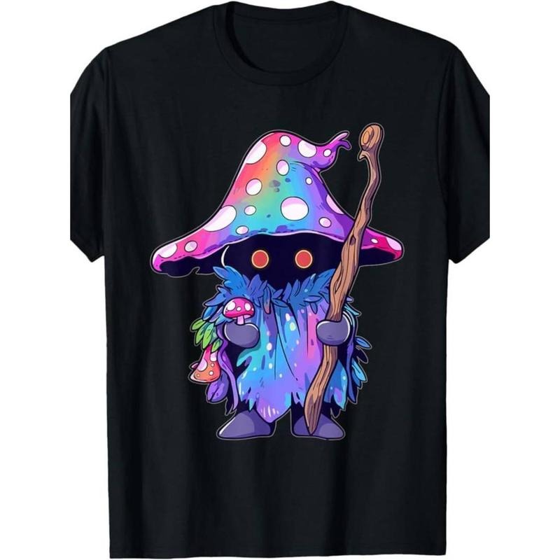 Casual T-shirt Mystical Mushroom Wizard Graphic Tee - 100% Cotton Menswear Top Hoodie, Sweatshirt | HypeDripTees.com