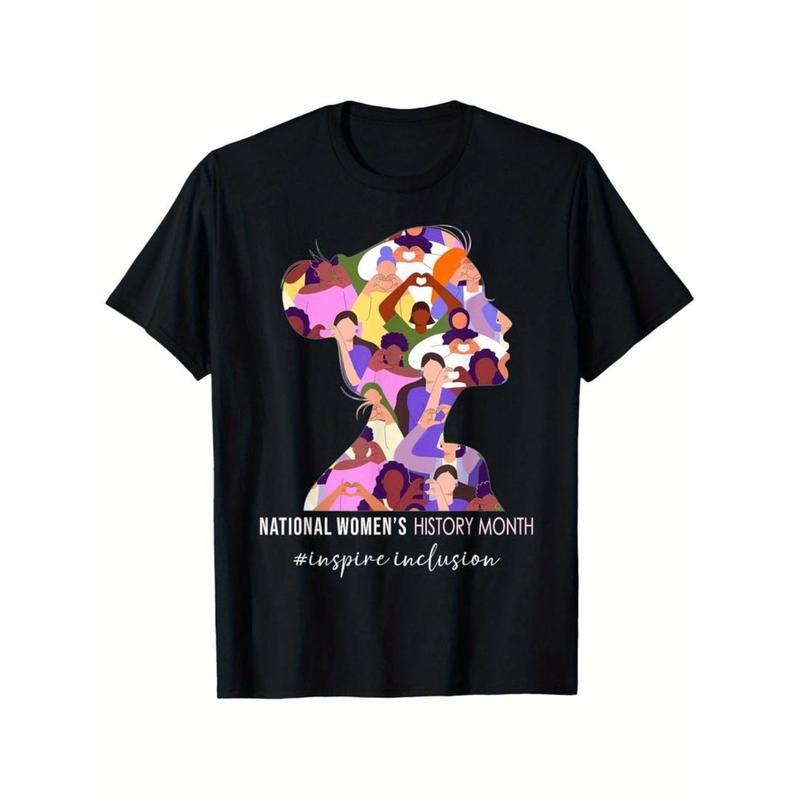 Casual T-shirt National Women'S History Month 2024 Inspire Inclusion Women T-Shirt 100% Cotton Round Neck Short Sleeve...