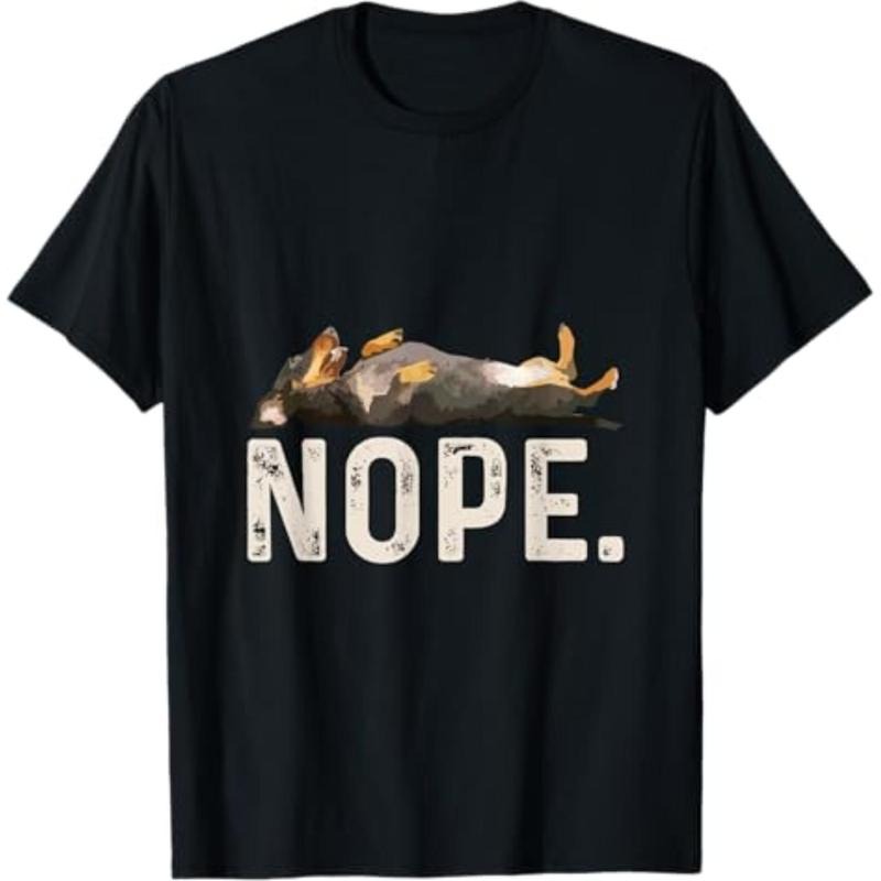 Casual T-shirt Nope Lazy Dachshund T-Shirt Menswear Top Hoodie, Sweatshirt | HypeDripTees.com