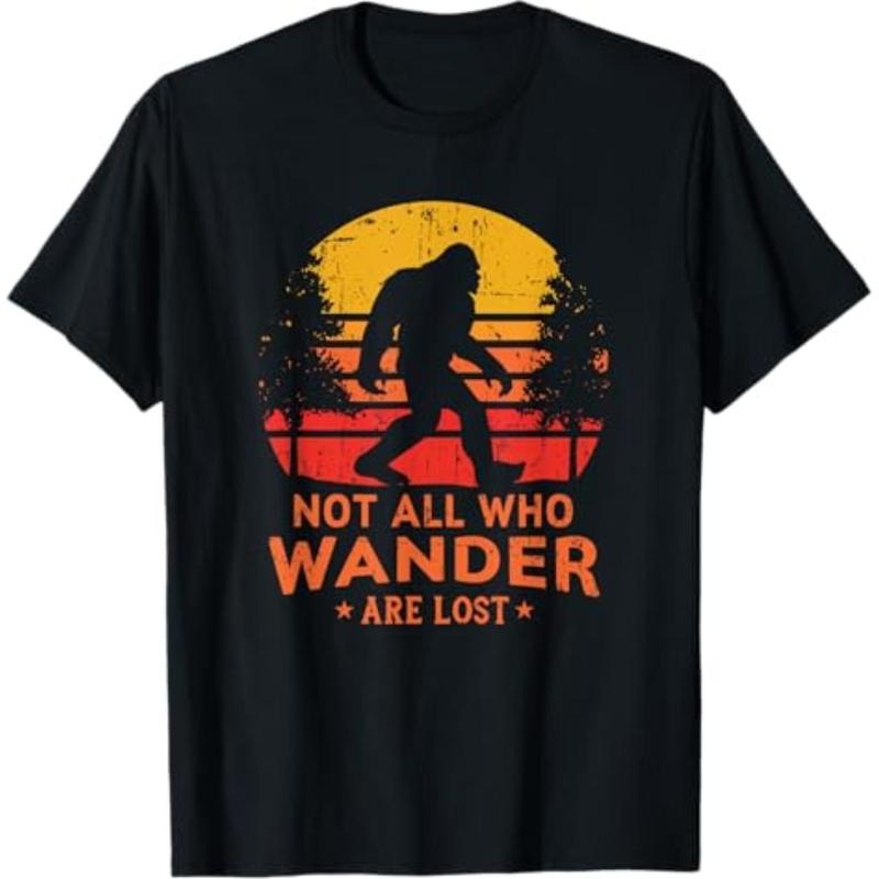 Casual T-shirt Not All Who Wander Are Lost Bigfoot T-Shirt T-Shirt Graphic Graphic Tees Hoodie, Sweatshirt | HypeDripTees.com