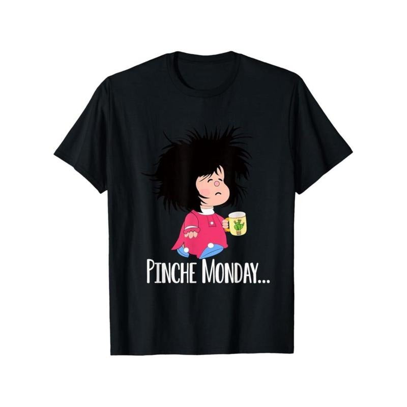 Casual T-shirt Pinche Monday Funny Sleepy Mafalda Spanish T Shirt, 100% Cotton Comfy Menswear Top Graphic Tees Streetwear...