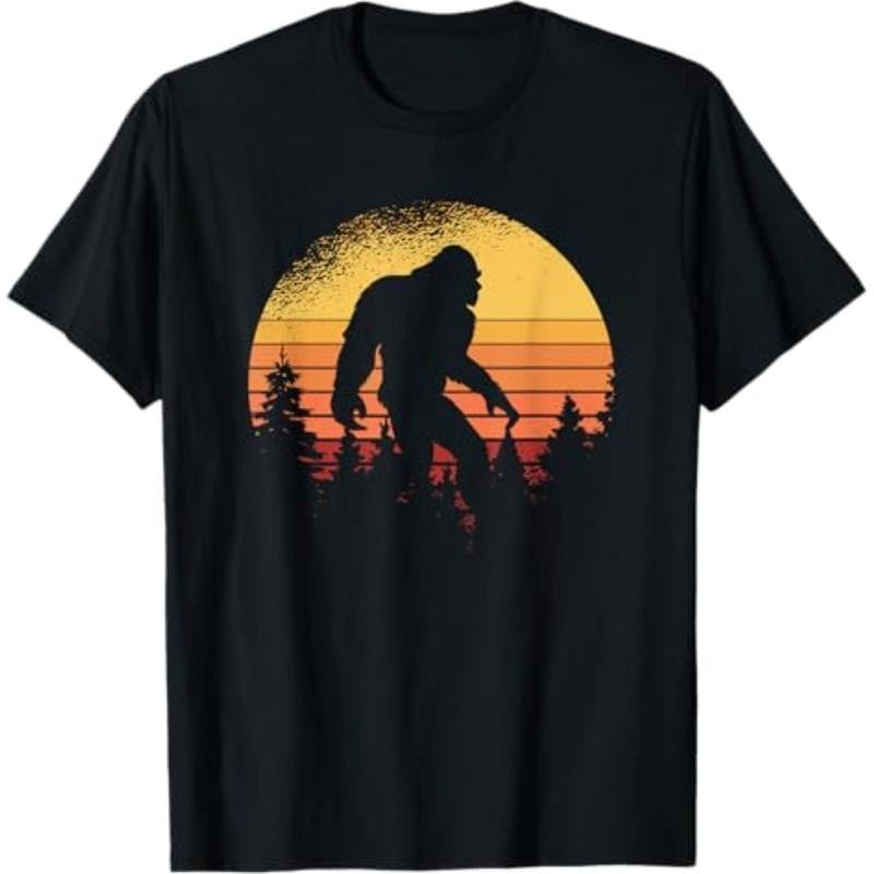 Casual T-shirt Retro Bigfoot Believer Silhouette Sasquatch Hide And Seek T-Shirt Graphic Graphic Tees Hoodie, Sweatshirt