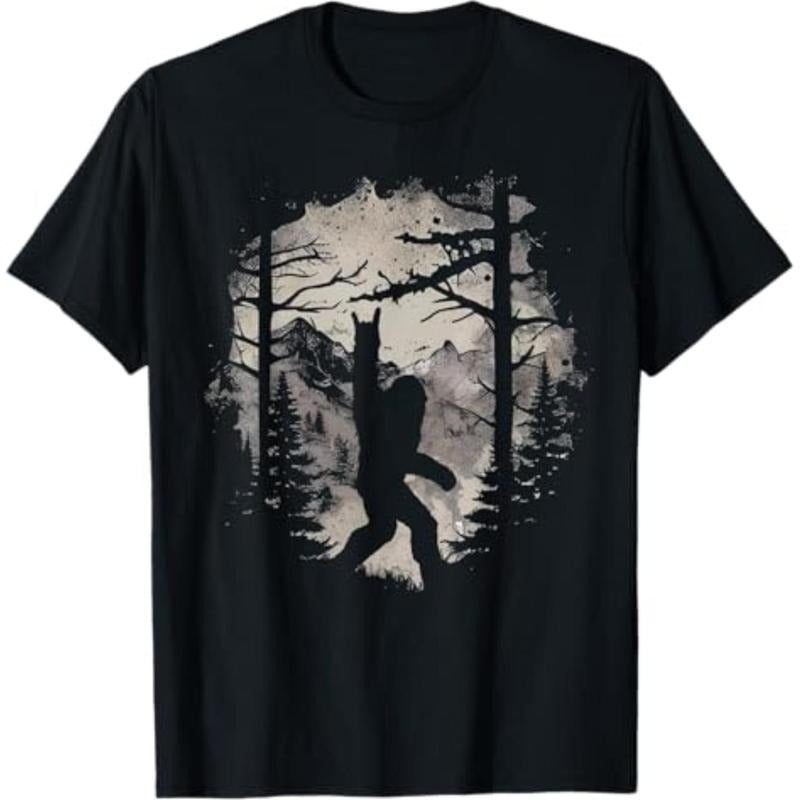 Casual T-shirt Rock On Bigfoot Sasquatch Loves Rock And Roll Mountain Trees T-Shirt Graphic Graphic Tees style 02 Hoodie,...