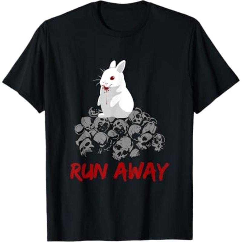 Casual T-shirt Run Away Tee Bunny Funny Grail T-Shirt Comfy Graphic Hoodie, Sweatshirt | HypeDripTees.com