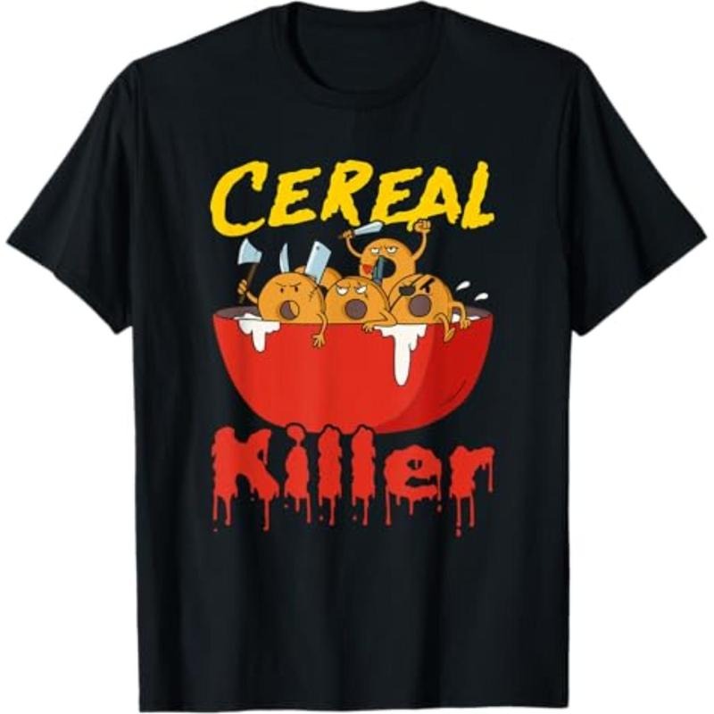 Casual T-shirt Serial Killer Parody Cereal Killer T-Shirt Comfy Menswear Hoodie, Sweatshirt | HypeDripTees.com