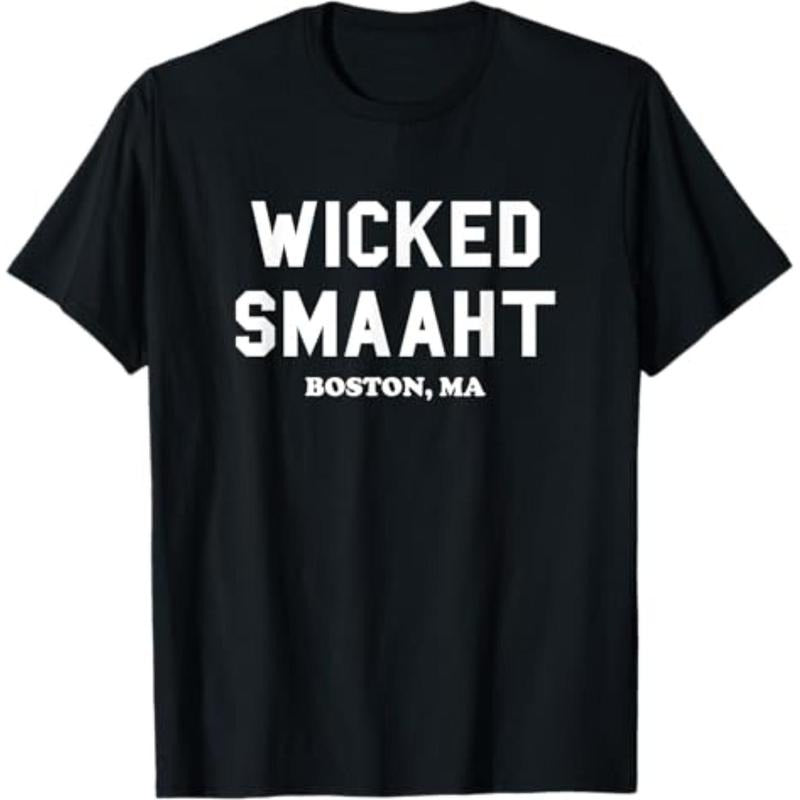 Casual T-shirt Wicked Smaaht, Boston, MA, Funny Boston Gift T-Shirt Graphic Menswear Hoodie, Sweatshirt | HypeDripTees.com