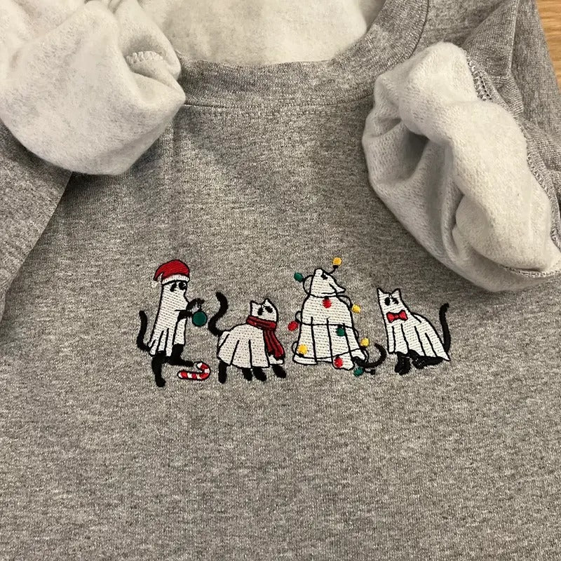 Cat Embroidered Cat Embroidered Embroidered Cat T-Shirts, Hoodie, Sweatshirt