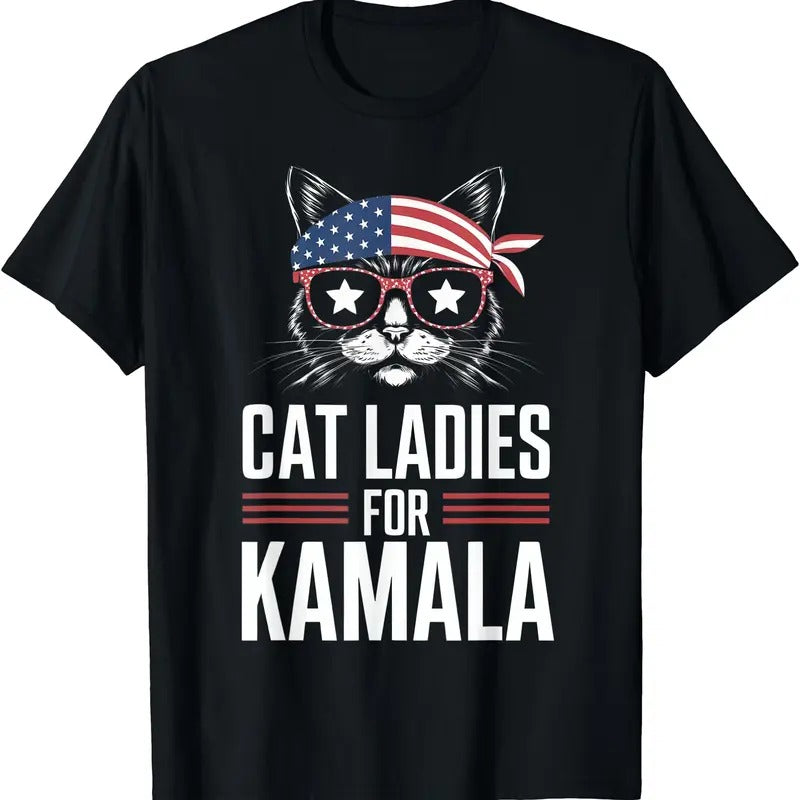 Cat Ladies for Kamala Funny Cat 2024 President Kamala-Harris T-Shirt Hoodie, Sweatshirt | HypeDripTees.com
