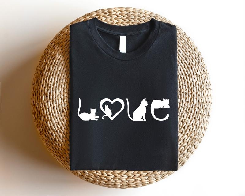 Cat Love T-shirt, Cat Tee For Valentines Day, Cat Lover Shirt, Cute Pet Owner Tee, Fur Lover Gift Tee, Funny Animal...