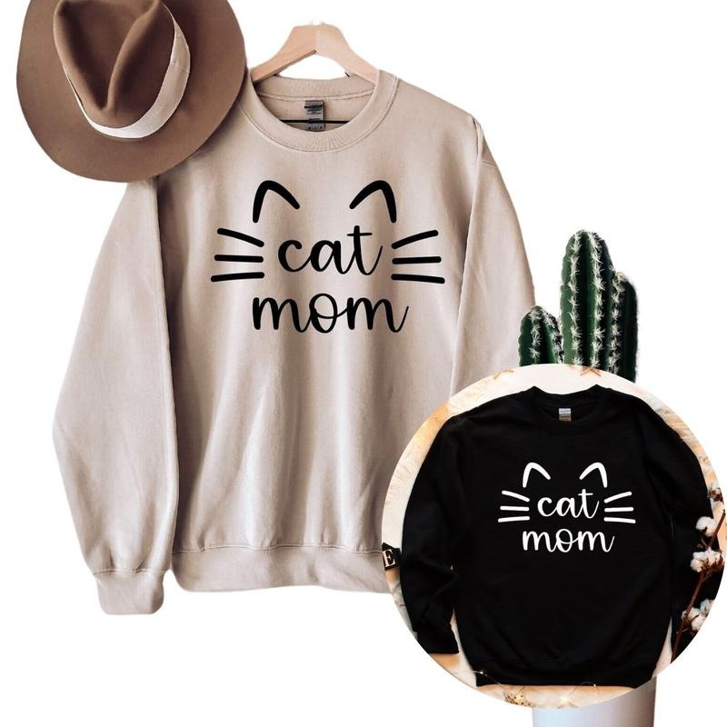 Cat Mom Sweatshirt, Cat Mama Sweatshirt for Women T-Shirts, Hoodie | HypeDripTees.com