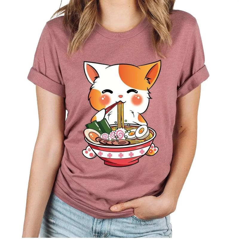 Cat Ramen T-Shirt, Kawaii Anime Shirt, Ramen Kitten Graphic Tees, Gifts for Friend Hoodie, Sweatshirt | HypeDripTees.com