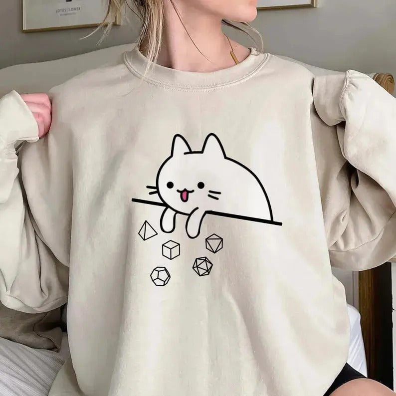 Cat Throwing Dice DnD Shirt Dungeon Master Tabletop RPG Tabletop Games RPG Shirt Role Playing T-Shirts, Hoodie, Sweatshirt