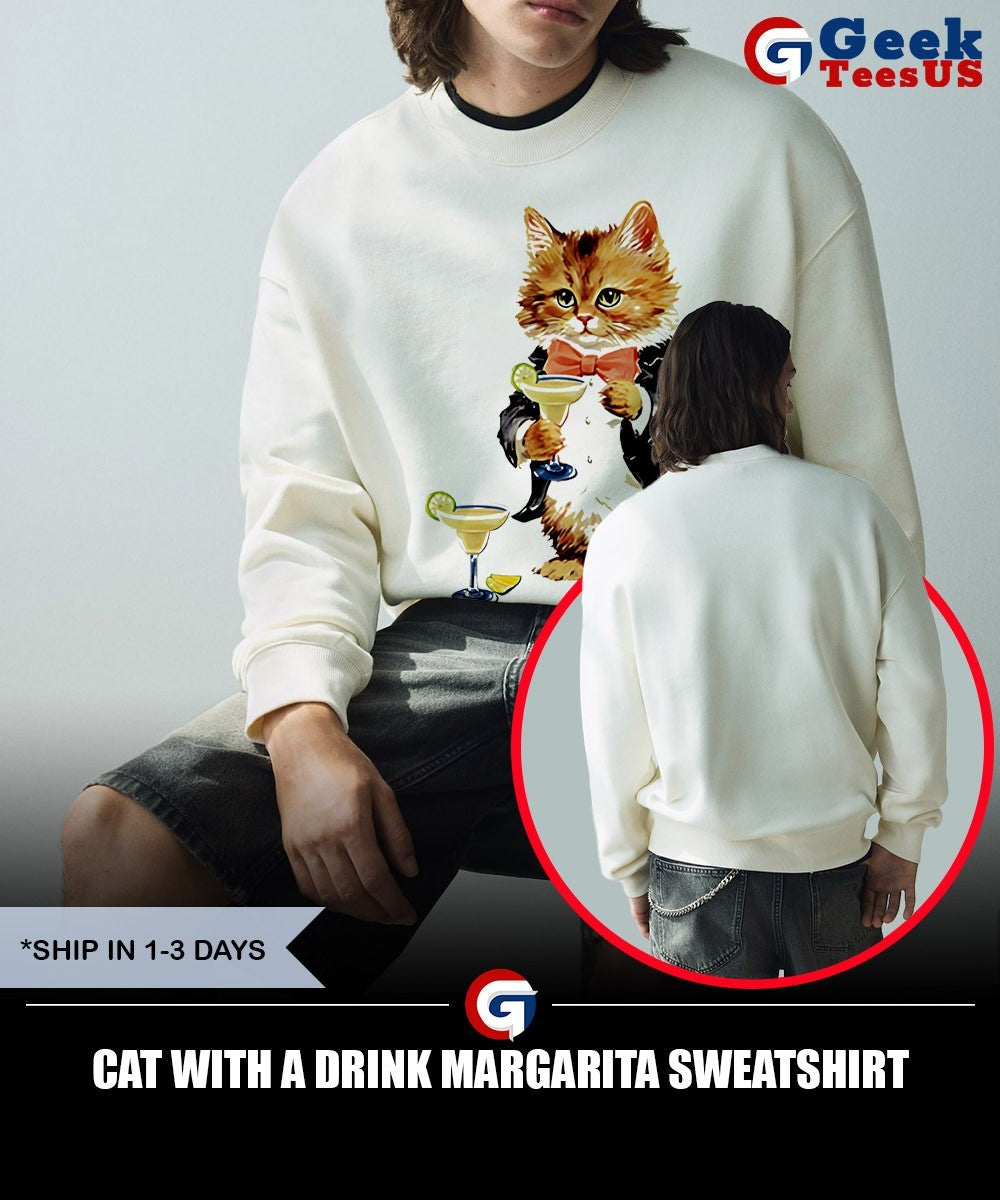 Cat with a drink Margarita shirt