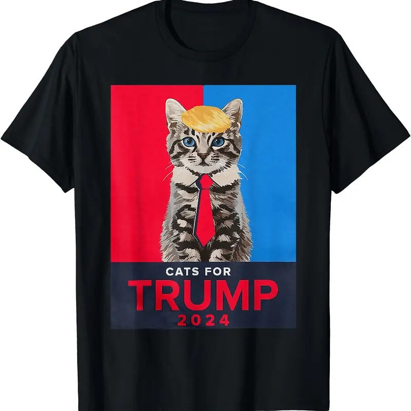Cats For Trump 2024 | Trump Cat Funny T-Shirt | Unisex Cotton Tee Gift | Full Size Hoodie, Sweatshirt | HypeDripTees.com