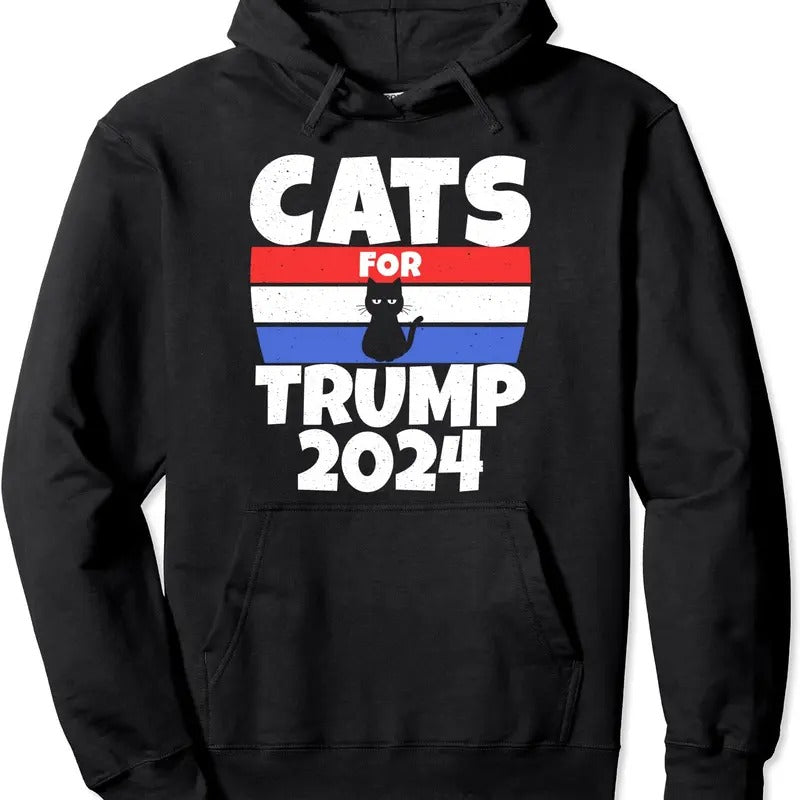 Cats For Trump 2024 Cat Owner Republican Pullover Hoodie | Unisex Hooded Sweatshirt T-Shirts | HypeDripTees.com