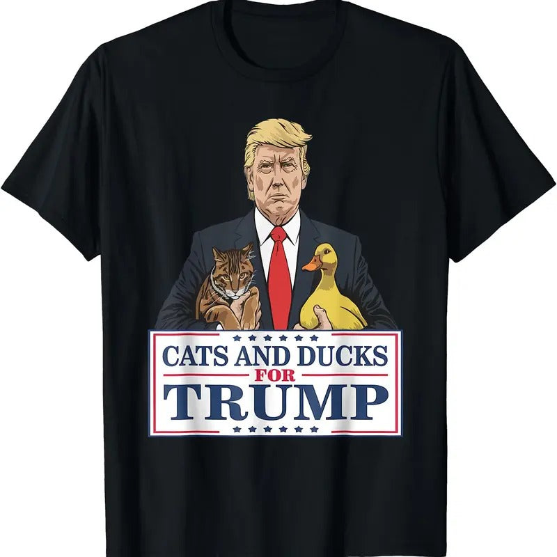 Cats and Ducks for Trump 2024 T-Shirt | Unisex Cotton Tee Gift | Full Size Hoodie, Sweatshirt | HypeDripTees.com