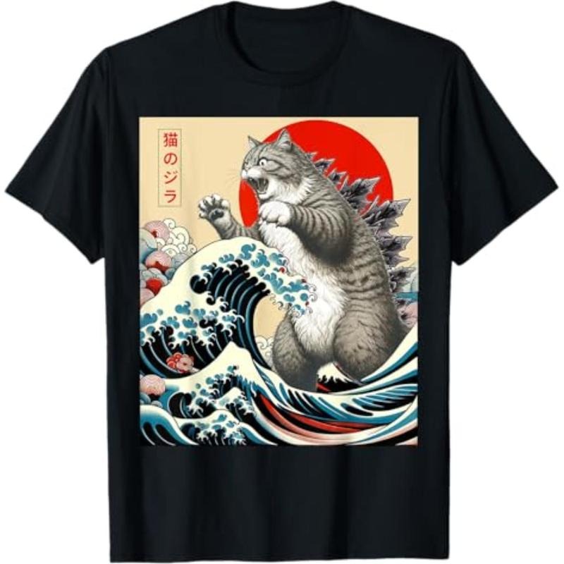Catzilla Cat Japanese Art Funny Cat Gifts For Men Women Kid T-Shirt Hoodie, Sweatshirt | HypeDripTees.com
