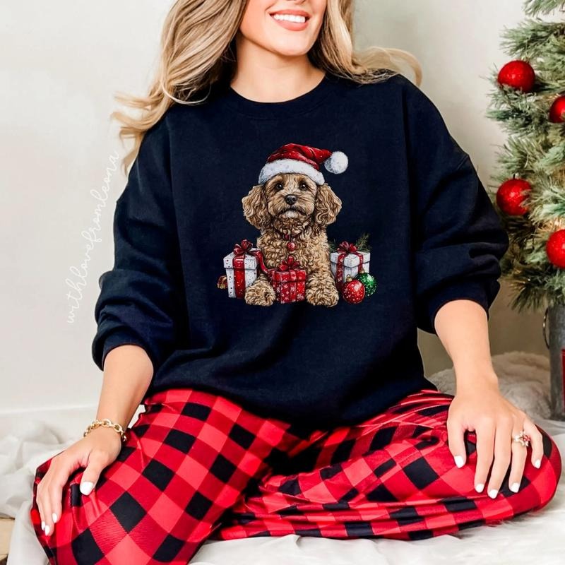 Cavapoo Dog Christmas Crewneck Sweatshirt Groomers Vets and Breed Lovers Christmas Cavapoo Gift T-Shirts, Hoodie