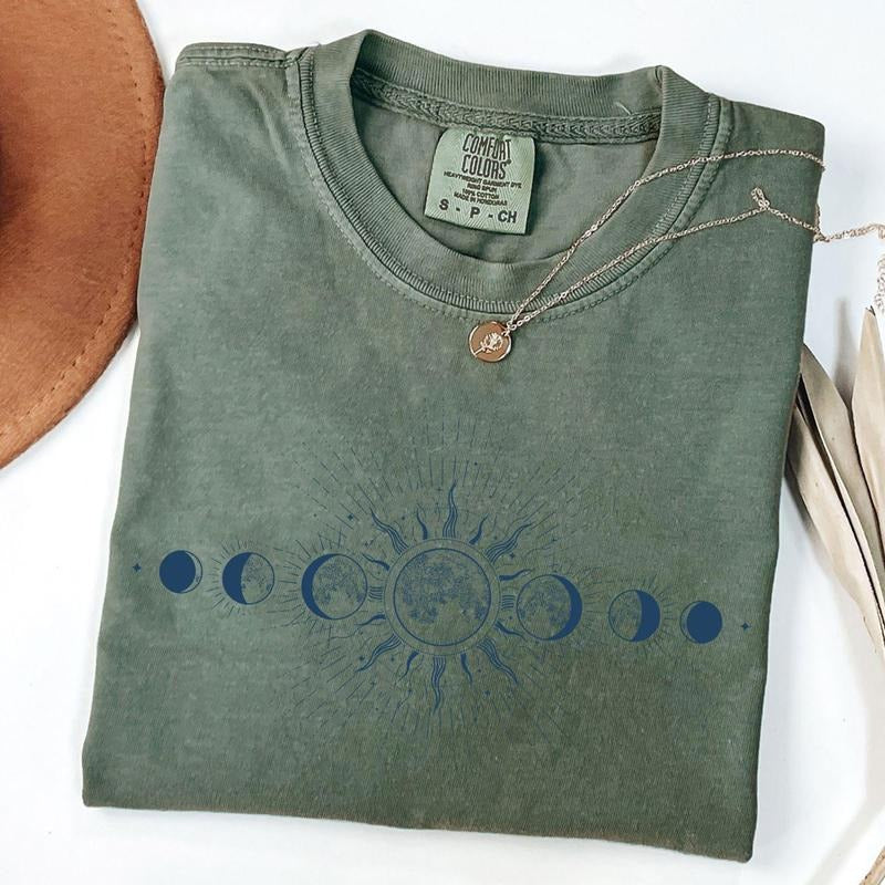Celestial Comfort Colors Shirt Moon Phase Boho Mystical Moon Sun Boho Moon Spiritual Moon T-Shirts, Hoodie, Sweatshirt