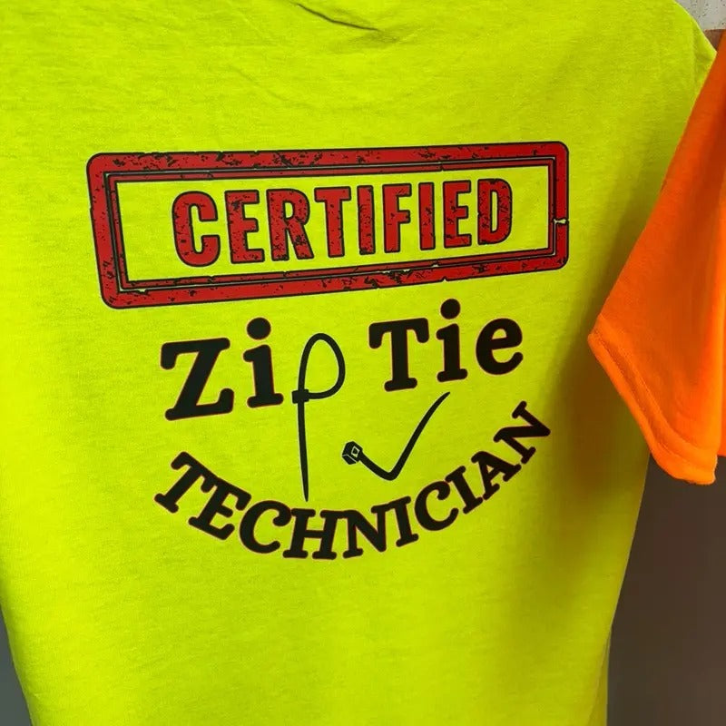 Certified Zip Tie Technician short sleeve shirt Cotton Menswear Soft T-Shirt Hoodie, Sweatshirt | HypeDripTees.com