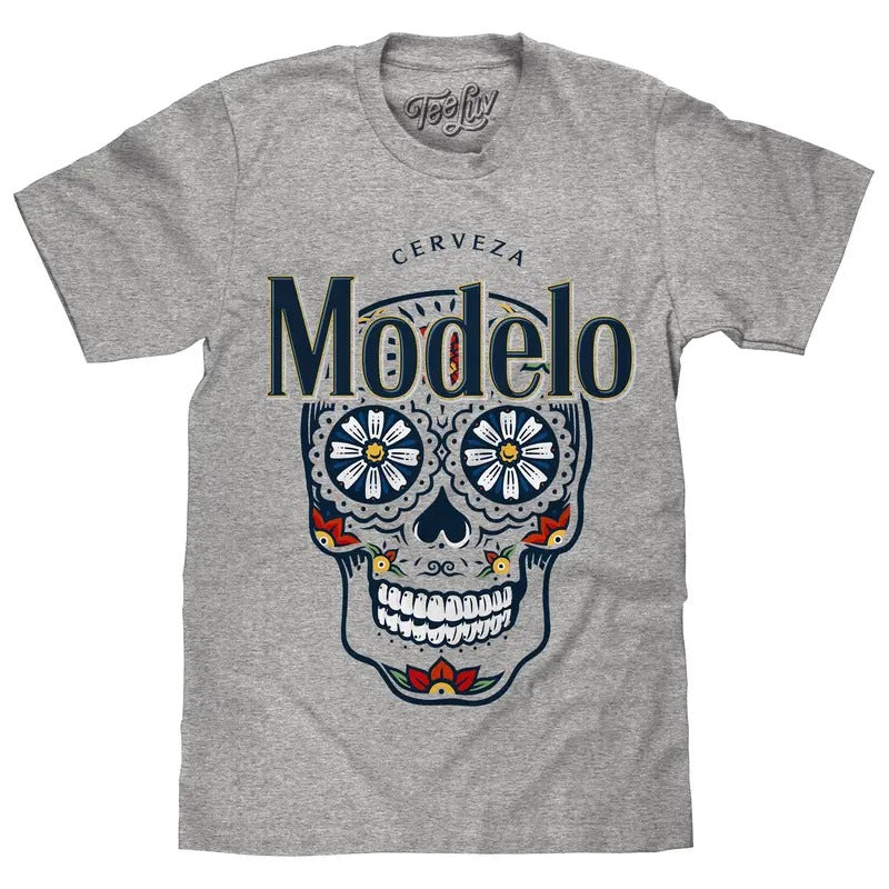 Cerveza Modelo Sugar Skull T-Shirt - Athletic Heather Gray Hoodie, Sweatshirt | HypeDripTees.com