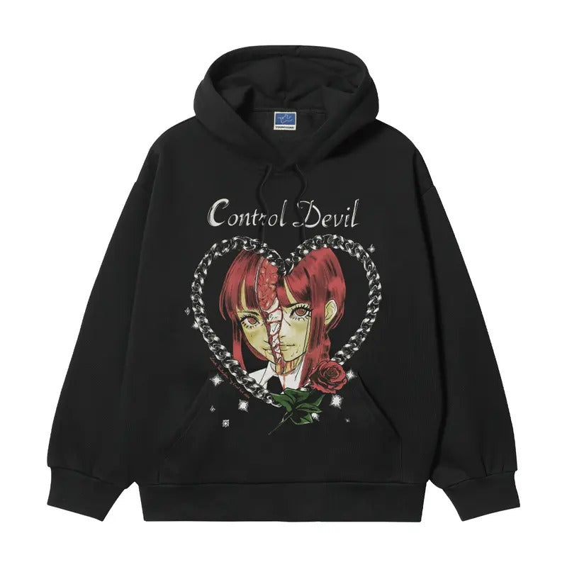 Chainsaw Man "Chopping Makima" Heavyweight Vintage Hoodie Cotton Blend Classic Anime Sweatshirt Menswear Tops Pullover...