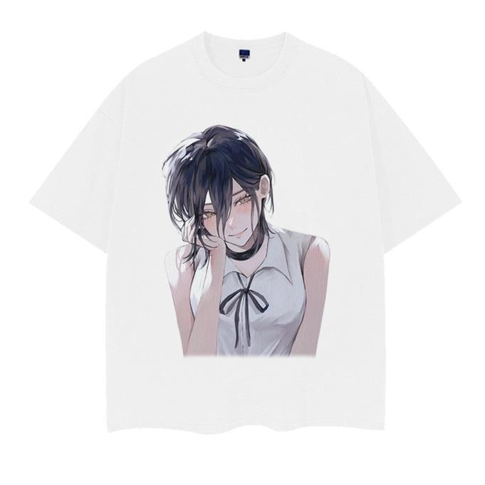 Chainsaw Man "Gentle Reze" Vintage Oversized Tee Anime T-shirt 100% Cotton Original Design Men's Top White Casual Hoodie,...