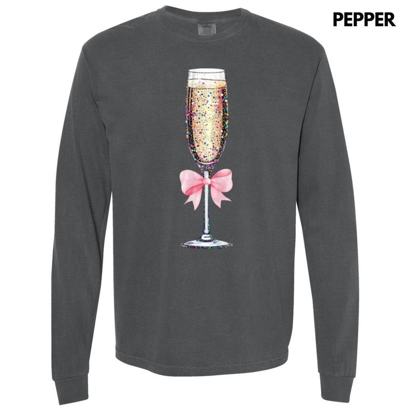 Champagne Coquette Long Sleeve Comfort Colors T-Shirt Hoodie, Sweatshirt | HypeDripTees.com