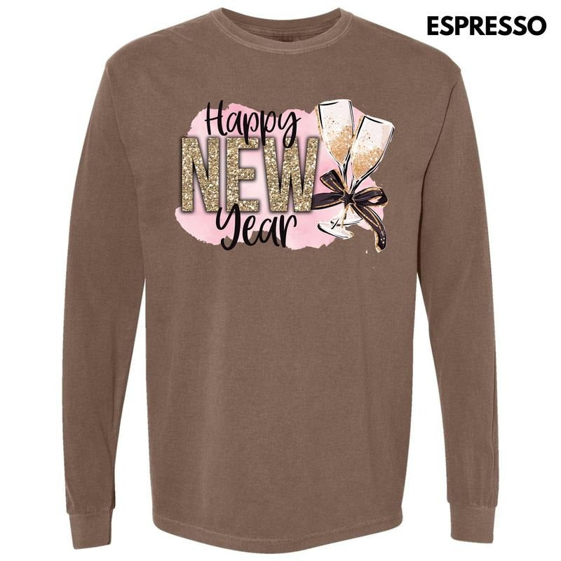 Champagne New Year Long Sleeve Comfort Colors T-Shirt 'NLB' Hoodie, Sweatshirt | HypeDripTees.com
