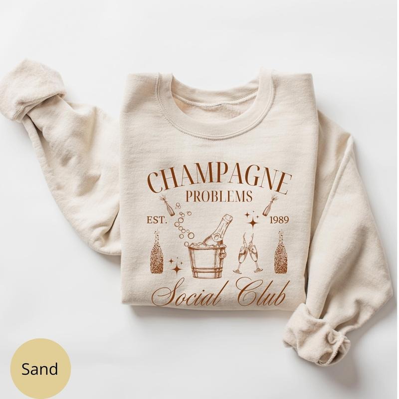 Champagne Problems Sweatshirt, Champagne Social Club T-shirt, Old Money Aesthetic Sweater for Champagne lovers Hoodie