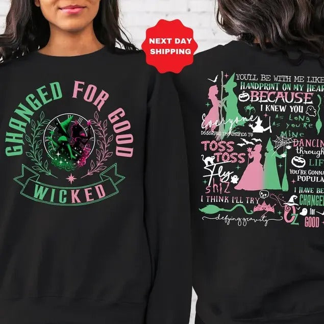 Changed For Good Sweatshirt, Wicked Defy Gravity Sweatshirt, Wicked Sweatshirt, Wizard of Oz Sweater Broomstick, Wizard...