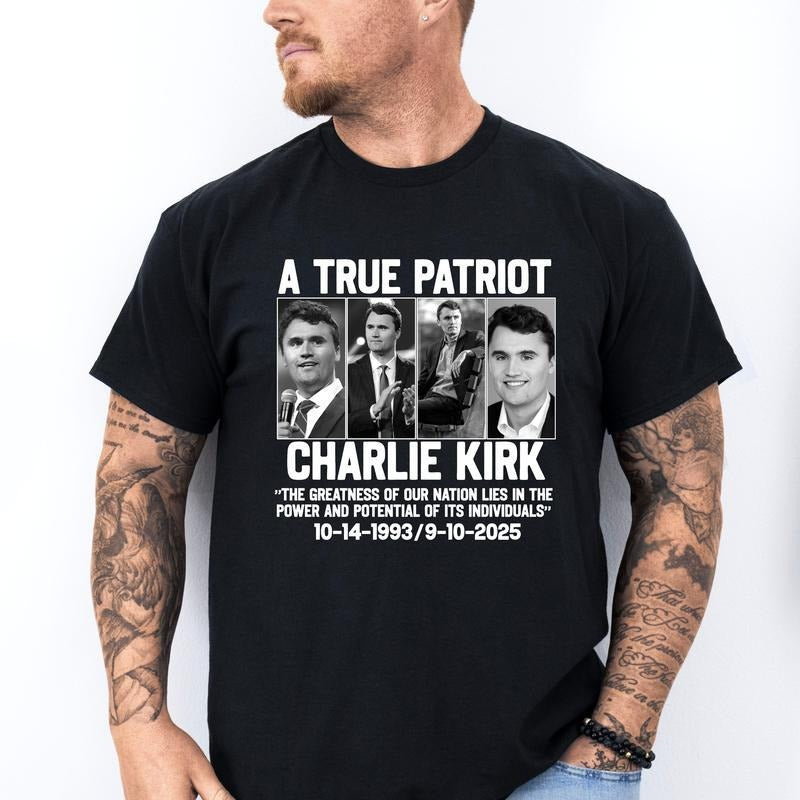Charlie Kirk Shirt Memorial Activist Shirt, Activist Attack Tee, a true patriot, 9-10-2025, Human Rights, Gildan -...
